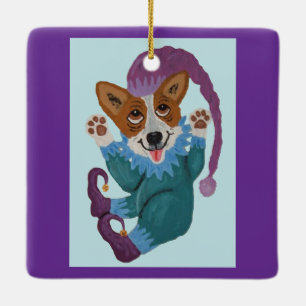 Corgi elf keramisch ornament