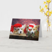 Corgi Elf kerstKaart Kaart (Gele Bloem)