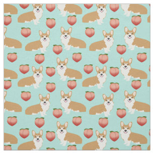 Corgi Emoji Fabric - schattige perzikoorten Stof