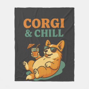 Corgi en chillen fleece deken