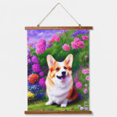 Corgi en Flowers Hangend Wandkleed (Voorkant 2)