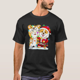 Corgi En Kerstman Kostuum Kerstfee Licht T-shirt