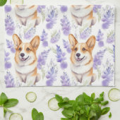 Corgi en lavendel bloemen patroon theedoek (Gevouwen)
