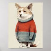Corgi en pull d'hiver, décoration de chien drôle,  (Devant)