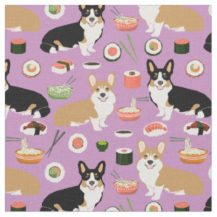 corgi en tricolored corgi sushi dog food stof