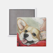 Corgi et Père Noël Christmas Magnet (Recto/Verso)