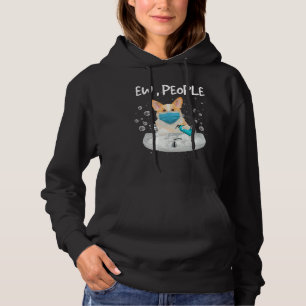 Corgi Ew People Dog was handen met een gezichtsmas Hoodie
