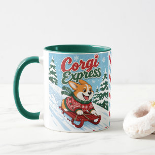 Corgi Express sleeën hondliefhebber winter vakanti Mok