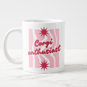 'Corgi-fanaat' Speelse Roze En Rode Typografie Extra Grote Beker