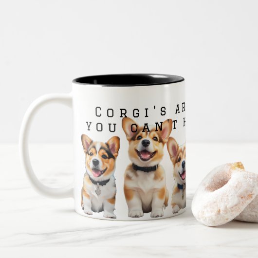 Corgi Fans Tweekleurige Koffiemok (Met donut)