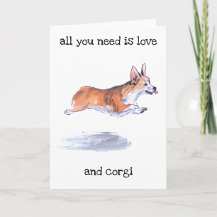Corgi flight sumie schilderij kaart