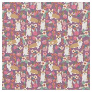 Corgi floral fabric - paars stof