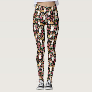 Corgi Floral leggings - zwart