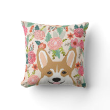 Corgi florals coussin de corgi de printemps