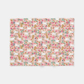 Corgi florals deken - roze (Voorkant (Horizontaal))