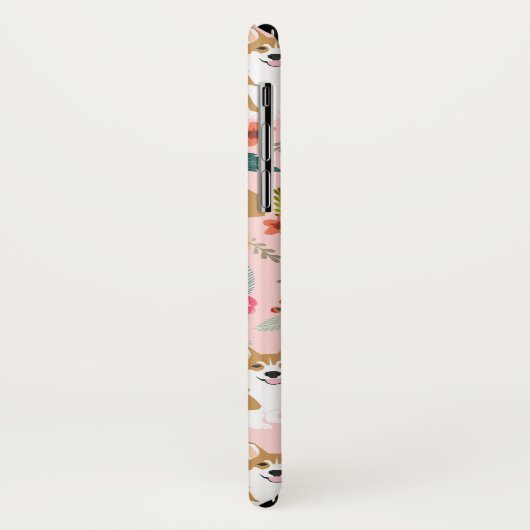 Corgi Florals i iPhone case - roze (Achterkant/links)