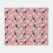 Corgi Florals roze Fleece Deken (Voorkant (Horizontaal))