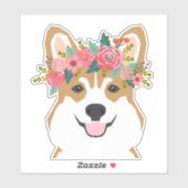 Corgi Flower Crown vinyl Sticker (Vel)