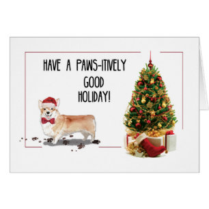 Corgi Funny Chien de Noël avec arbre