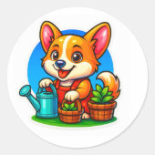 Corgi Gardening Sticker (Devant)