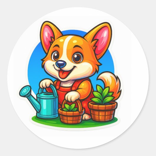 Corgi Gardening Sticker (Devant)