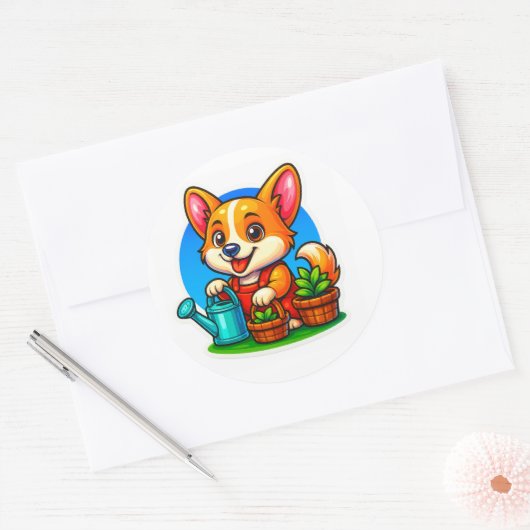 Corgi Gardening Sticker (Enveloppe)