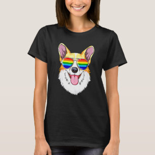 Corgi Gay Pride Vlag Lgbt Regenboog Zonnebril Corg T-shirt
