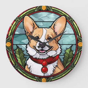 Corgi Gebrandschilderd Glas Kerstmis Grote Klok