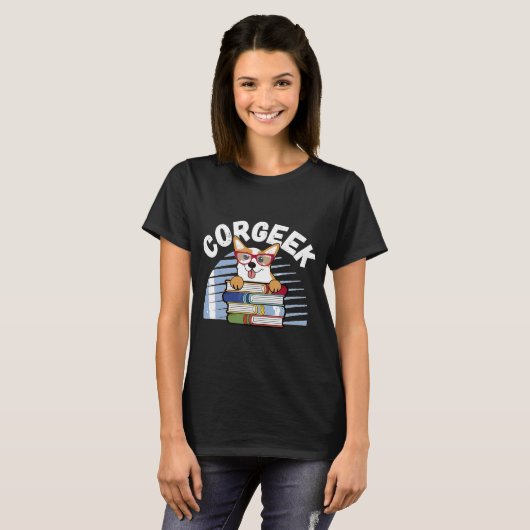 Corgi Geek Corgeek Book T-shirt (Voorkant volledig)
