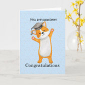 Corgi gefeliciteerd afstuderen schattige hond gefe kaart (Gele Bloem)