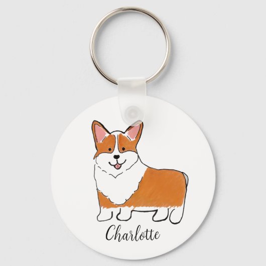 Corgi gepersonaliseerd sleutelhanger (Voorkant)