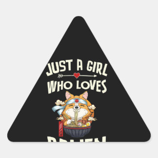 Corgi Gift | Gewoon een meisje dat van Ramen Kawai Driehoek Sticker