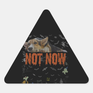 Corgi Gift | Niet nu - Corgi Lover Ugly Halloween Driehoek Sticker
