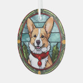 Corgi Glas in lood Kerst Ornament (Voorkant links)