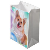 Corgi glimlachen met ballonnen medium cadeauzakje (Voorkant Gekanteld)