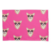 Corgi glimlachen met zonnebril Roze Kussensloop (Voorkant)
