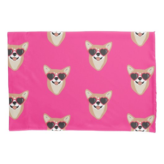 Corgi glimlachen met zonnebril Roze Kussensloop (Voorkant)