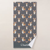 Corgi Gris Personnalisé Chien (Serviette de bain)