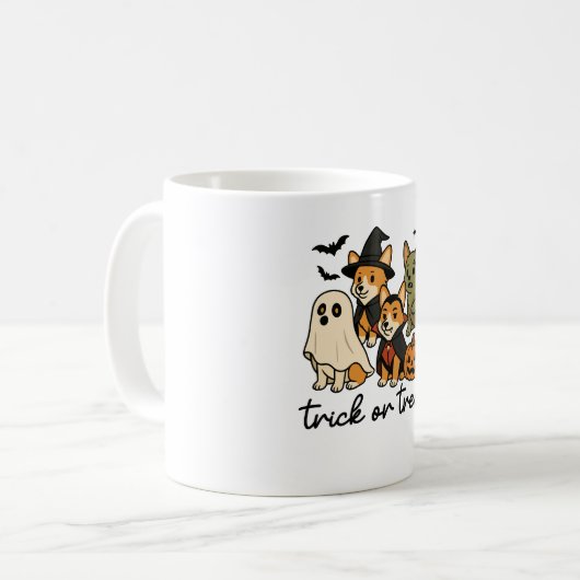 corgi halloween costume koffiemok (Voorkant links)