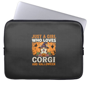 Corgi Halloween Heksenmeisje Vintage Horror Laptop Sleeve