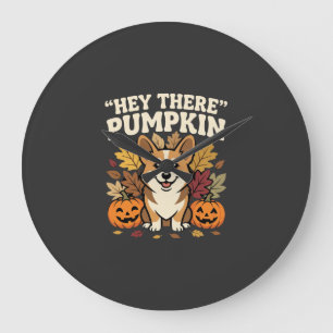 Corgi Halloween Hey There Pompoen Design Grote Klok