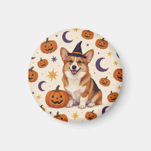 Corgi Halloween Pompoenveld Koelkastmagneet Magneet