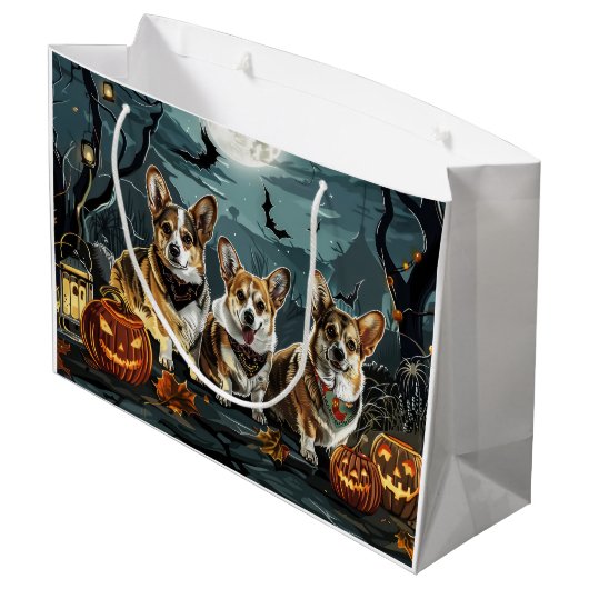 Corgi Halloween Spooky Groot Cadeauzakje (Achterkant Gekanteld)