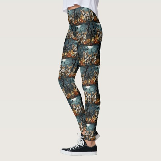 Corgi Halloween Spooky Leggings (Links)