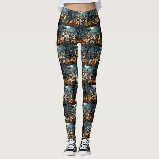 Corgi Halloween Spooky Leggings (Voorkant)