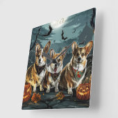 Corgi Halloween Spooky Vierkante Klok (Hoek)