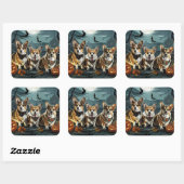 Corgi Halloween Spooky Vierkante Sticker (Vel)