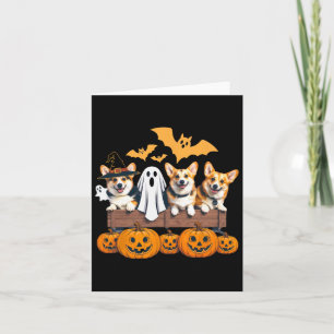 Corgi Halloween Trio Funny Spooky Hondenliefhebber Kaart