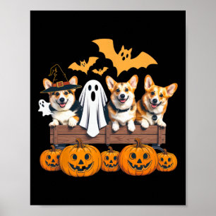 Corgi Halloween Trio Funny Spooky Hondenliefhebber Poster