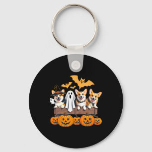 Corgi Halloween Trio Funny Spooky Hondenliefhebber Sleutelhanger